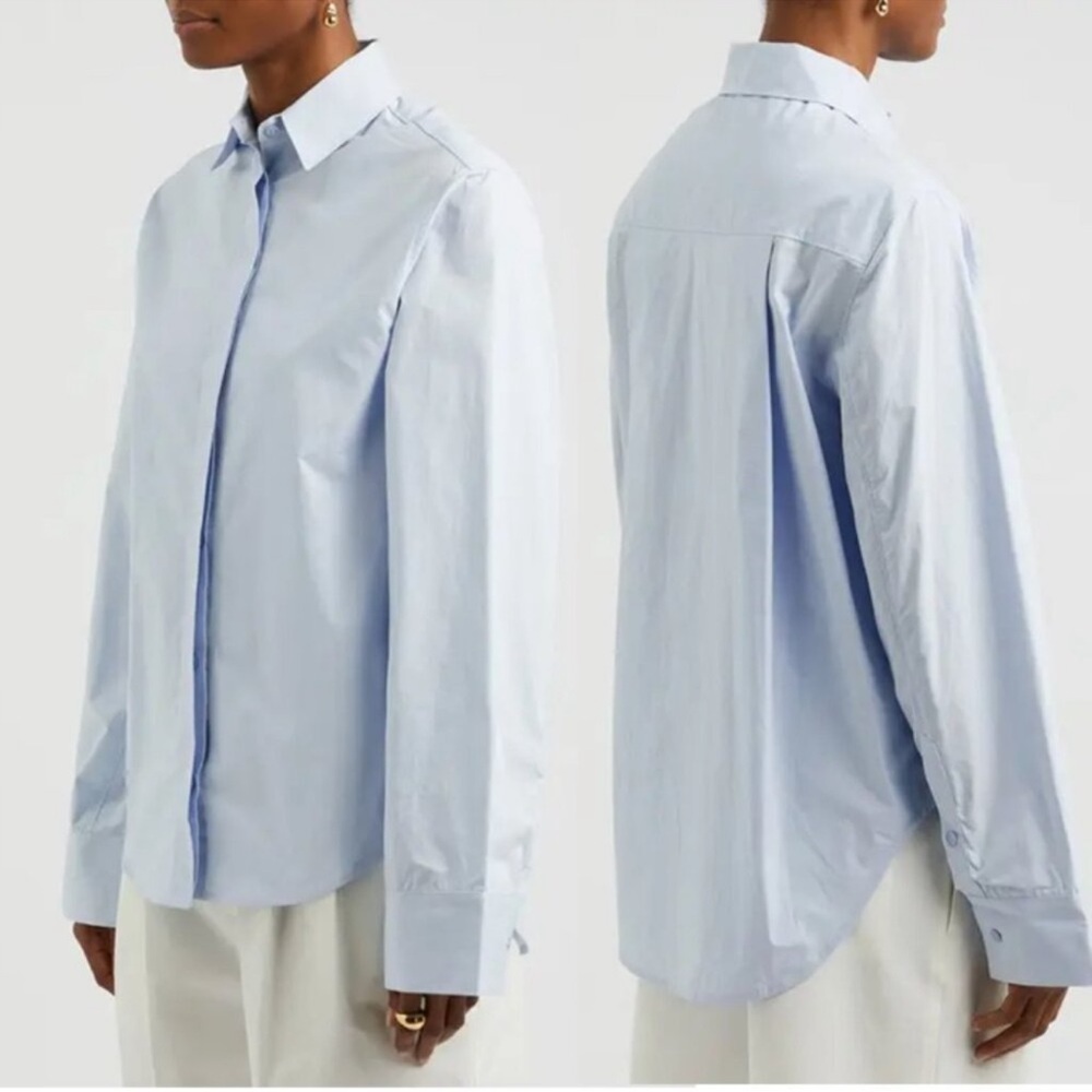 Aexae Cotton Poplin Wide Sleeve Shirt in Blue